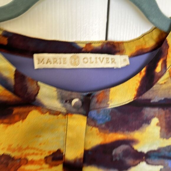 Marie Oliver Rhetta Long Sleeve Mini Dress, Gold & Blue Multi Color, Medium NWOT - Picture 4 of 9